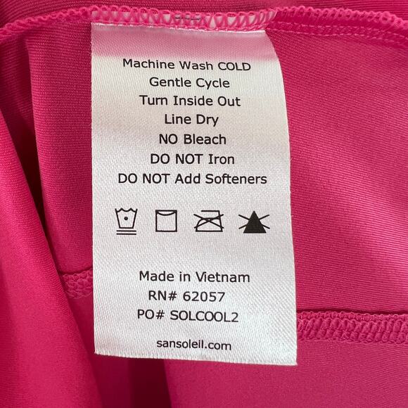 SANSOLEIL SolCool Pink White Long Sleeve Partial Zip Mock Neck Stretch Top Sz S - Picture 8 of 8